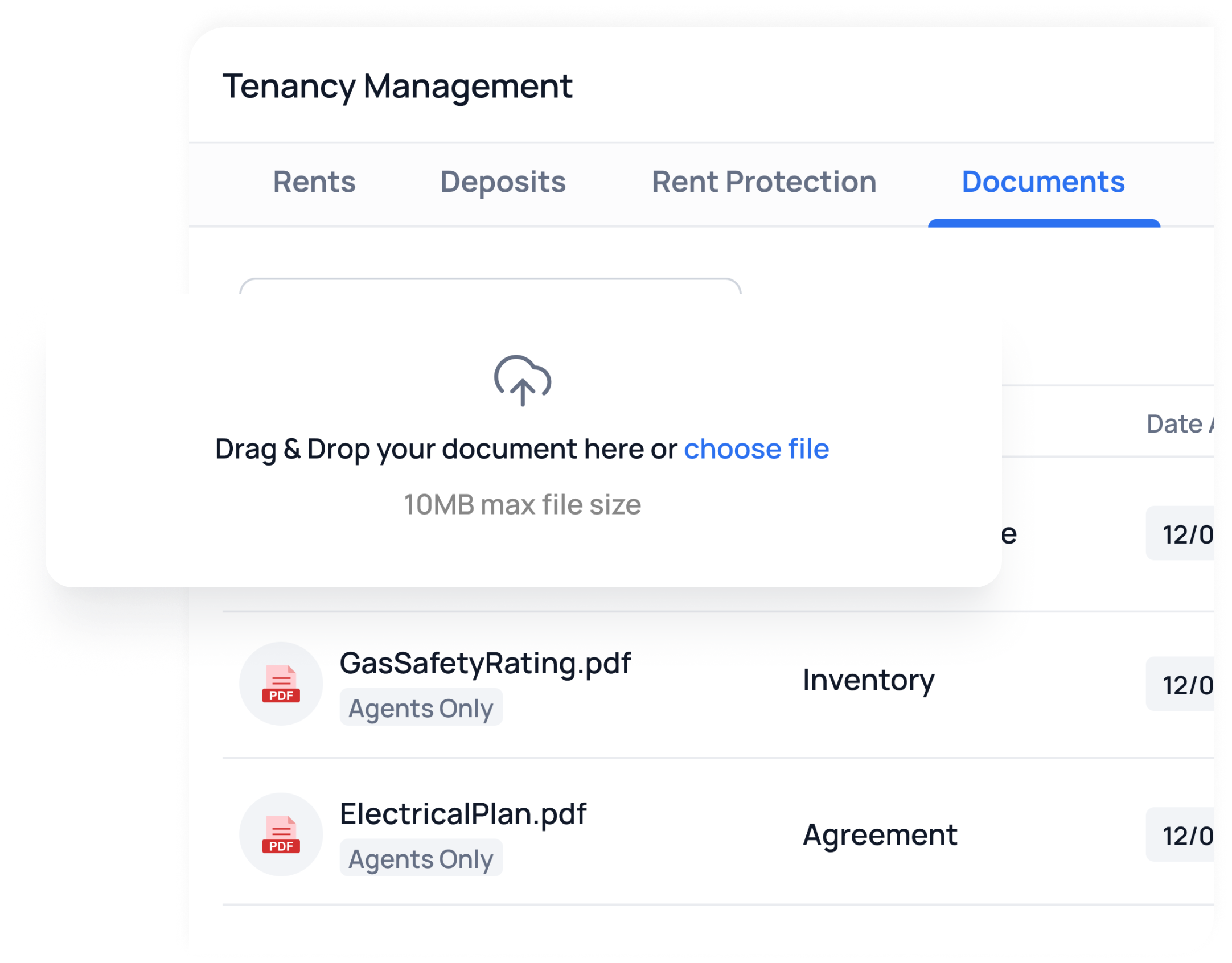 a screenshot of tenancies table with a tenant signature